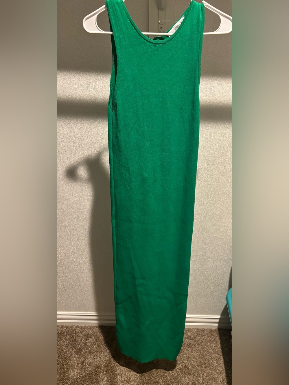Mango Bright Green Knit Tank Dress